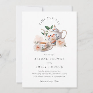 Convite Time for Tea Bridal Shower Invitation