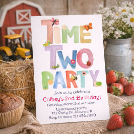 Convite Time Two Party, Bug Themed 2nd, Garden Farm