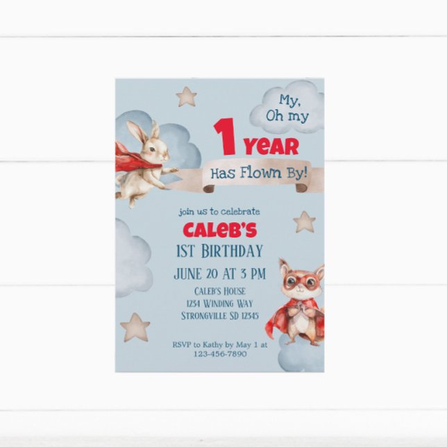 Convite Time voa super-herói primeiro aniversário (Criador carregado)