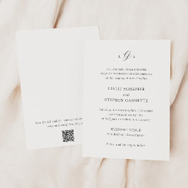 Convite Timeless Black and White QR Code Elegant Wedding