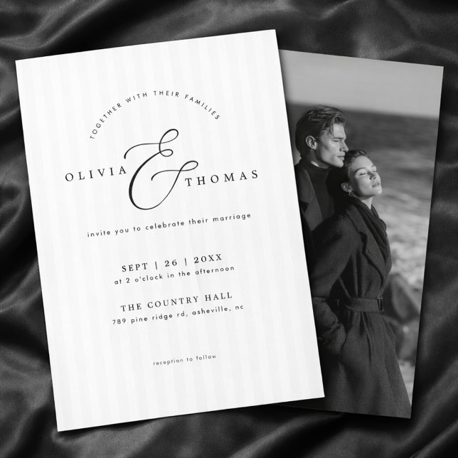 Convite Timeless Black White Photo Wedding Invitation (Criador carregado)