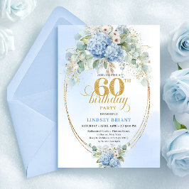 Convite Timeless Bohemian Light Blue Floral 60th Birthday
