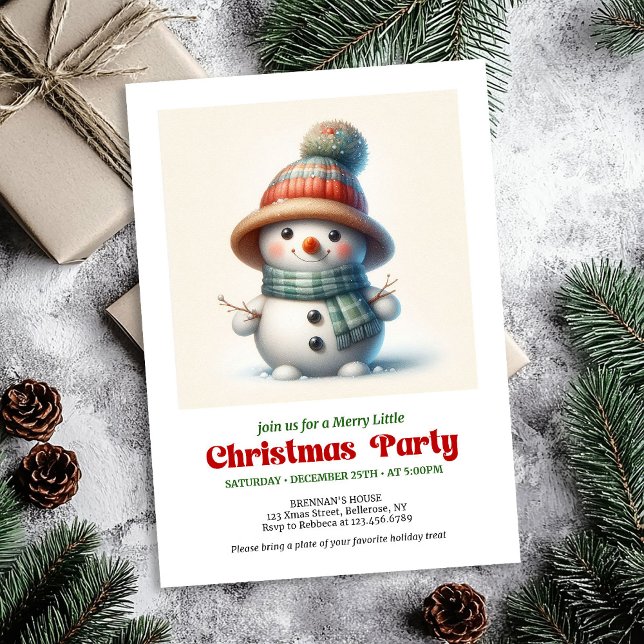 Convite Timeless cartoon snowman invite festive printable (Timeless cartoon snowman invite festive joy printable

)