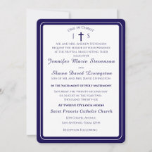 Timeless Catholic Monogrammed Wedding Invitation