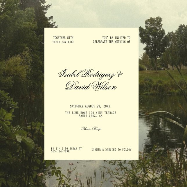 Convite Timeless Cream Script Wedding (Criador carregado)