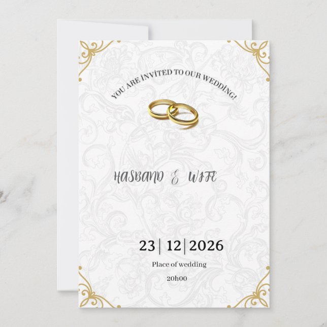 Convite Timeless Gold Corner Accents Wedding Invite (Frente)