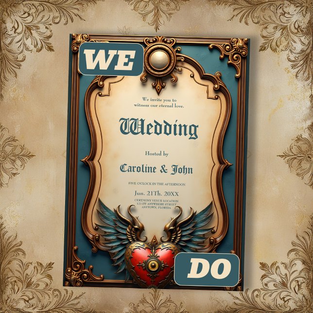 Convite Timeless love, surreal elegance in steampunk style (Criador carregado)