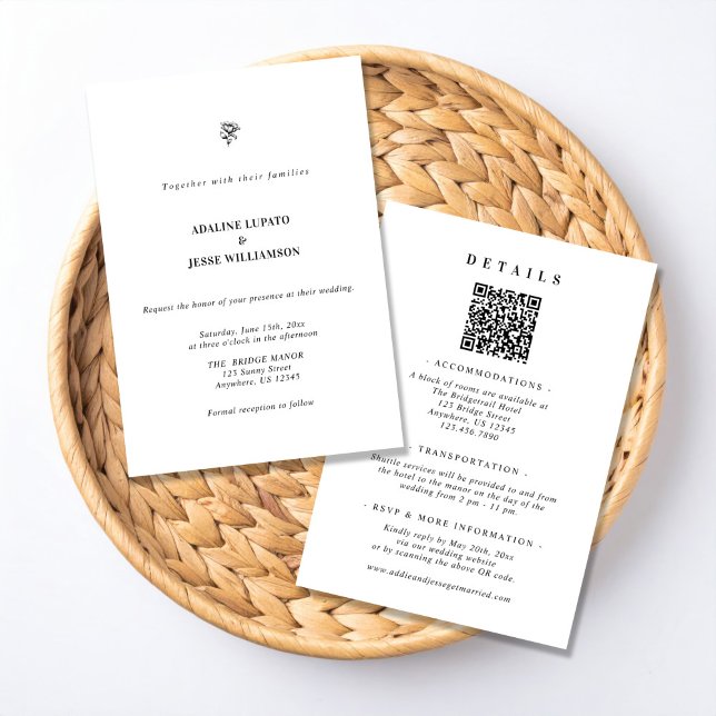 Convite Timeless Monochrome Wedding All in One Invitation (Criador carregado)