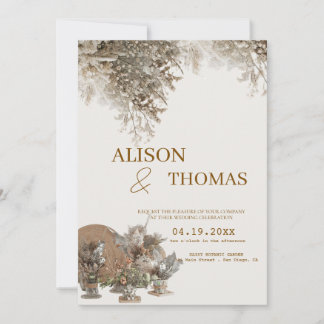 Convite Timeless Neutral Botanical Wedding Invite