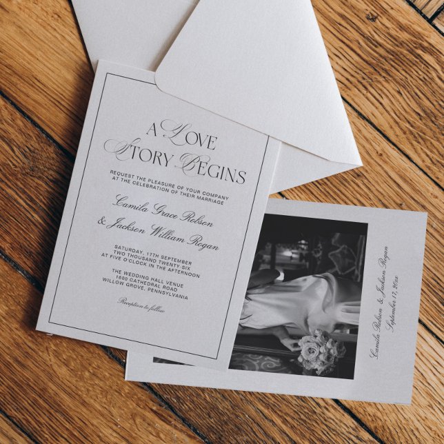 Convite Timeless Old Money Black and White Wedding (Criador carregado)