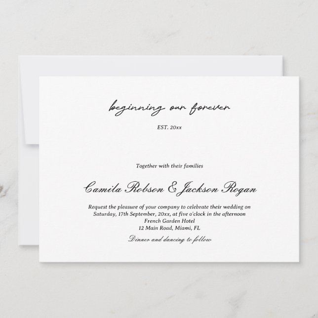 Convite Timeless Old Money Black and White Wedding Invitat (Frente)