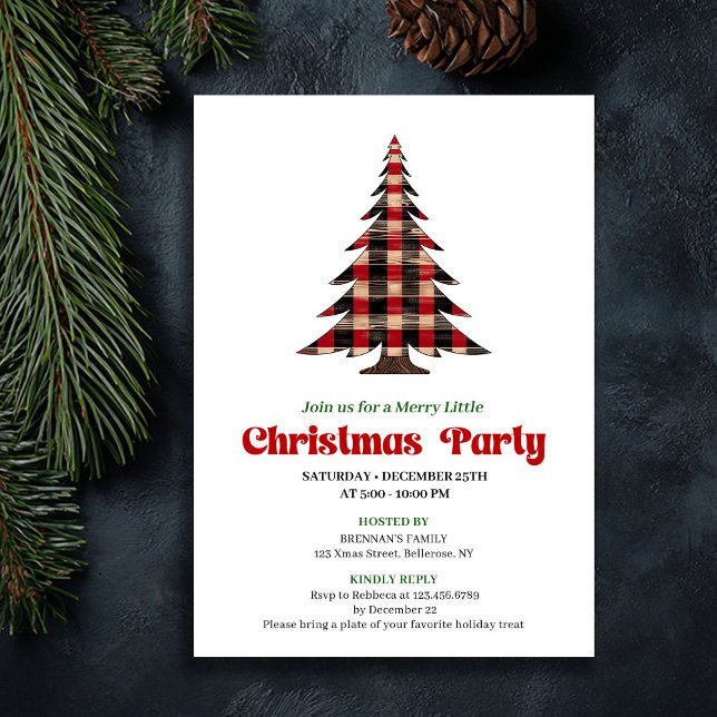 Convite Timeless Red Black Plaid Christmas Celebration (Timeless Red Black Plaid Christmas Celebration Invitation)