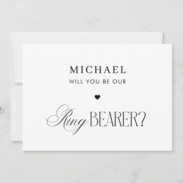 Convite Timeless Script Elegant Ring Bearer Proposal Card (Frente)
