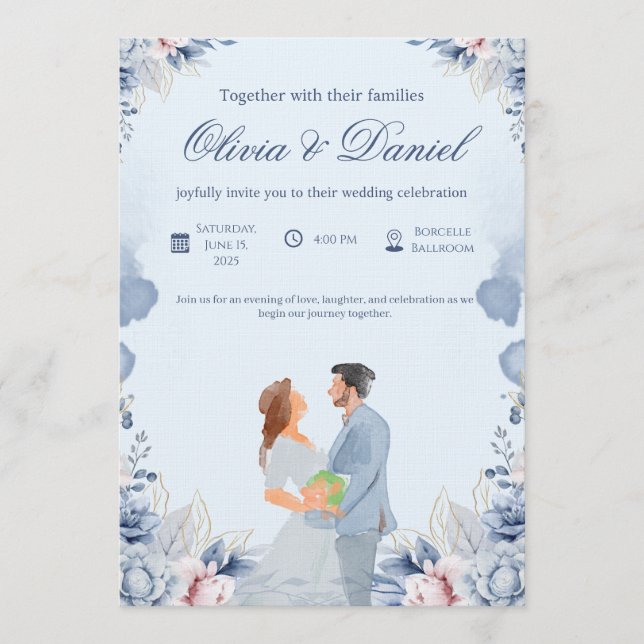 Convite Timeless Wedding Invitation – Customizable (Frente)
