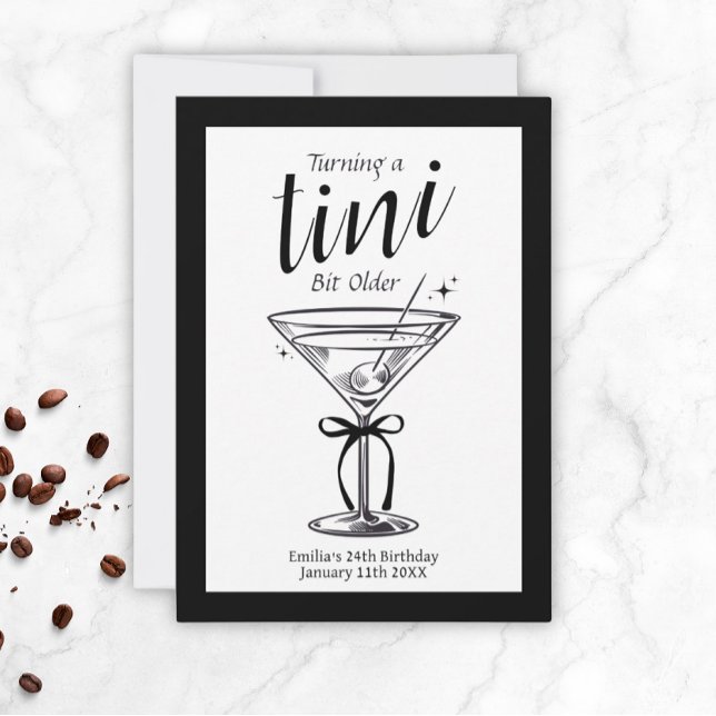 Convite Tini Bit Antigo - Tema Clássico Martini (Tini Bit Older Martini Birthday Invitations)