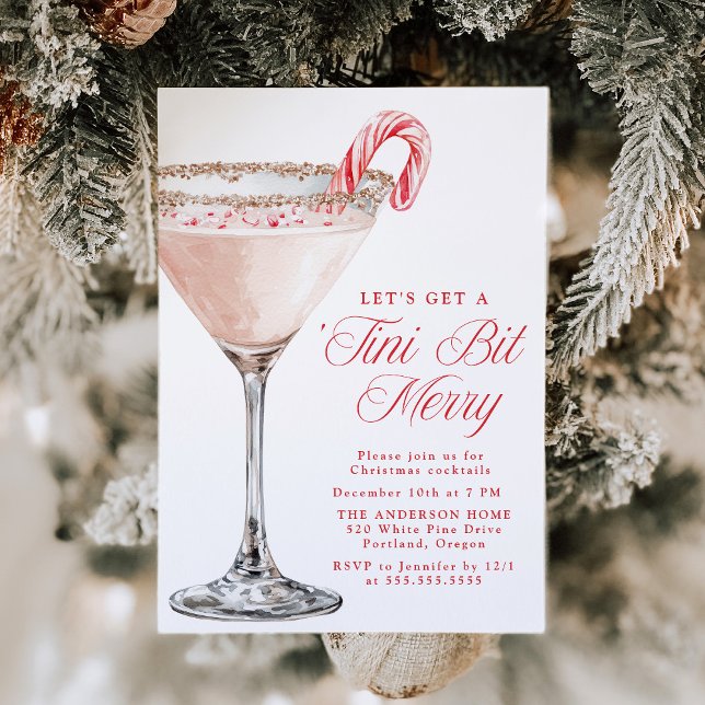 Convite ‘Tini Bit Merry Candy Cane Martini Festa de Natal (Criador carregado)