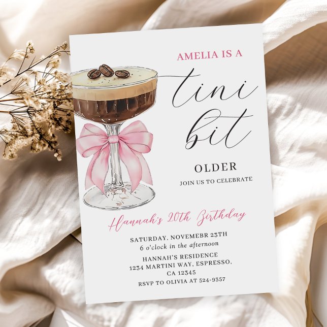Convite Tini Bit Older Chic Espresso Martini Aniversário (Criador carregado)