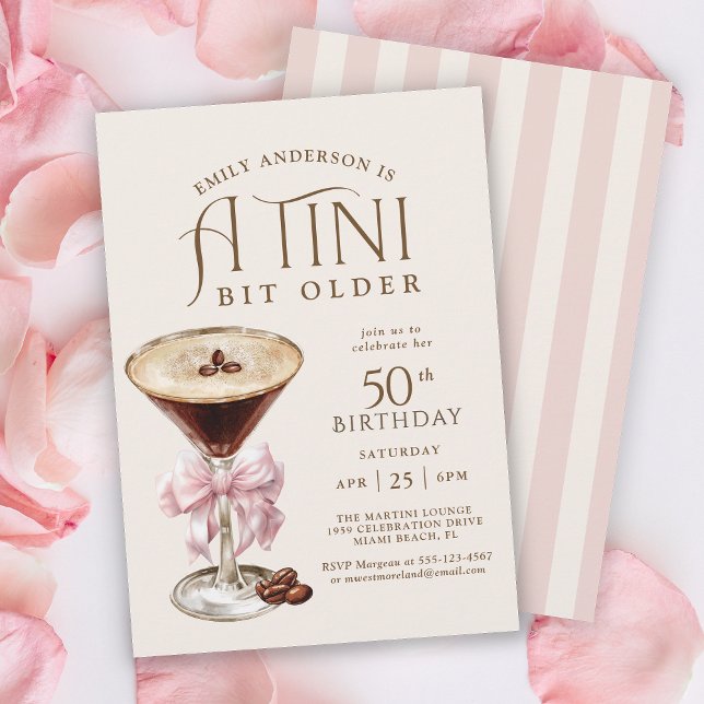 Convite Tini Bit Older Espresso Martini 50º Aniversário (Available in both printed and instant download digital formats.)