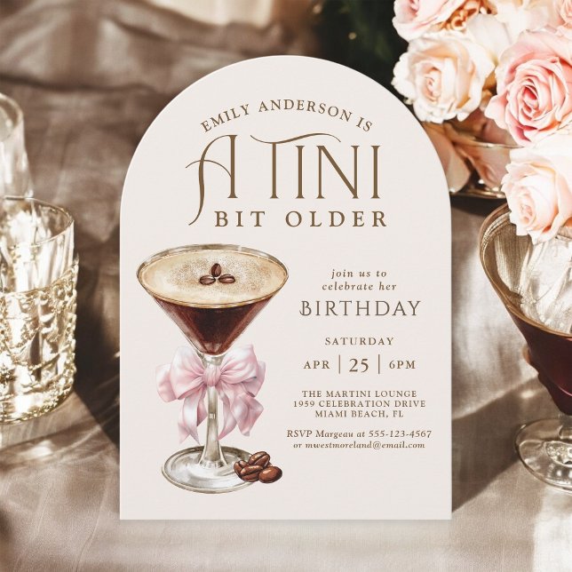 Convite Tini Bit Older Espresso Martini Aniversário para E (Available in both printed and instant download digital formats.)