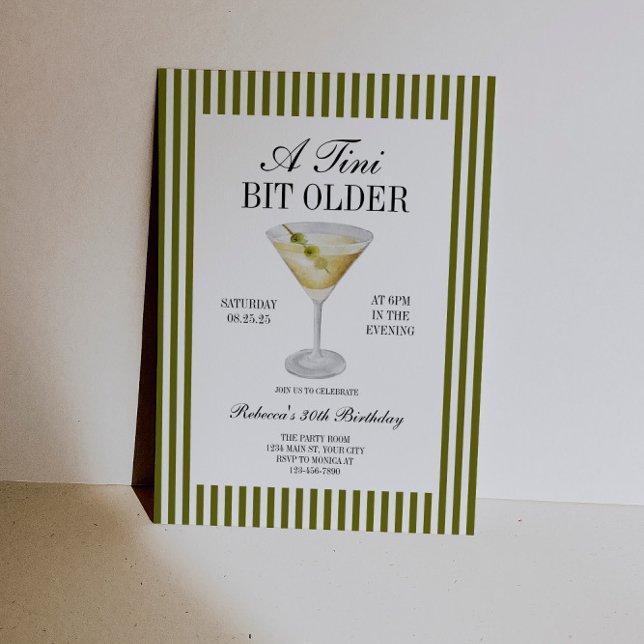 Convite Tini Bit Older Martini Birthday (Tini Bit Older Dirty Martini Birthday Invite)