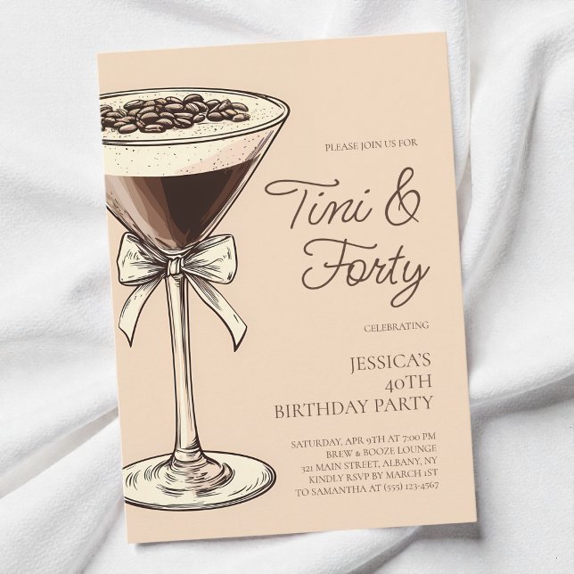 Convite Tini e Quarenta Loja de Roteiros Festa de Aniversá (Tini and Forty Script Martini 40th Birthday Party Invitation)