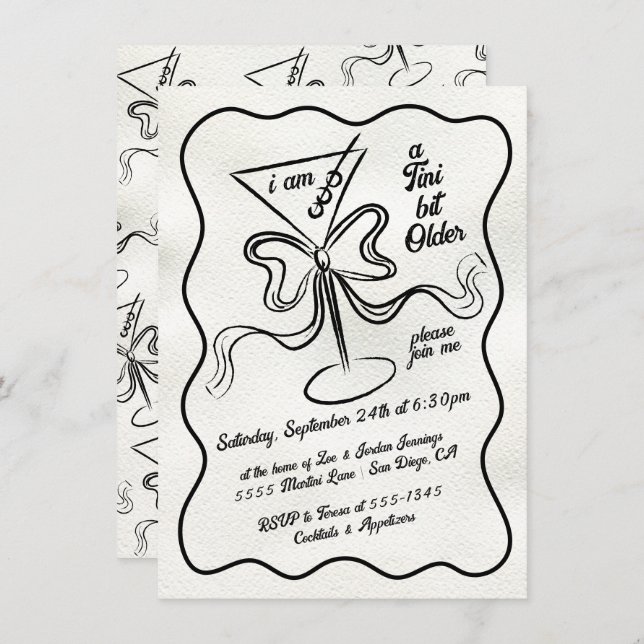 Convite Tini mais velho Martini Arco Funky Birthday (Frente/Verso)