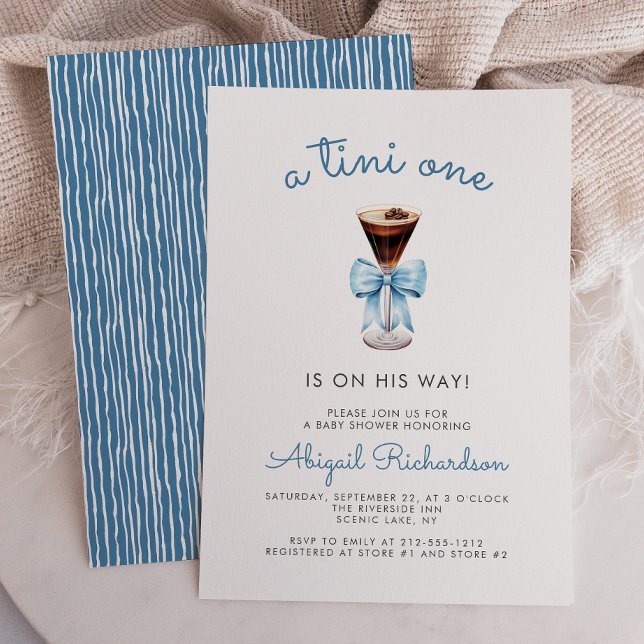 Convite Tini One Espresso Martini Blue Boy Baby Shower (Criador carregado)