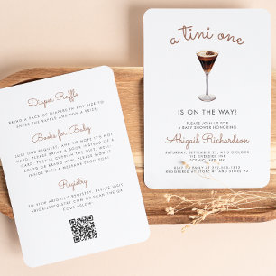 Convite Tini One Espresso Martini Código QR Chá de Bebê