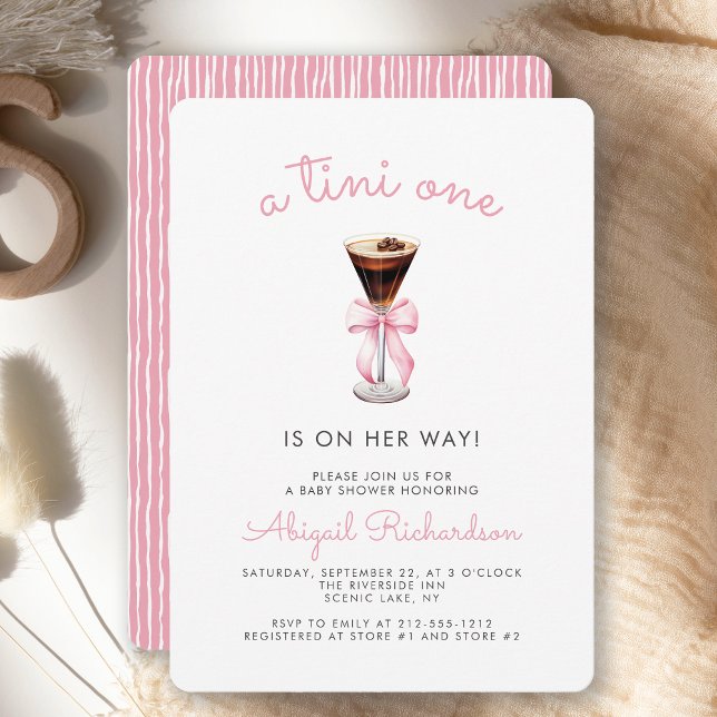 Convite Tini One Espresso Martini Festa de Bebê Menina Ros (Criador carregado)