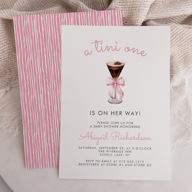 Convite Tini One Espresso Martini Pink Girl Baby Shower (Criador carregado)