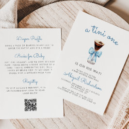 Convite Tini One Espresso Martini QR Code Boy Baby Shower