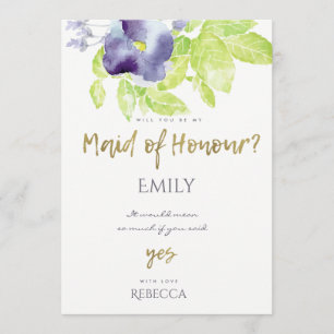 CONVITE TINTA AQUA AZUL FLORAL WATERCOLOUR DONZELA DE HONR