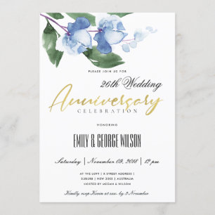 Convite TINTA AZUL VERDE LAVAGEM Aquarela FLORAL ANIVERSÁR