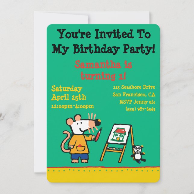 Convite Tinta com Maisy! (Frente)