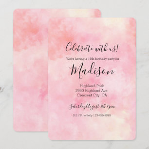Convite Tinta Cor-de-rosa Girly Blush