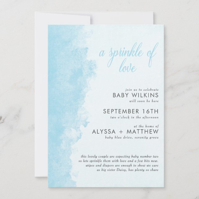 Convite Tinta d'água Textura Menino Menino Tinta (Frente)