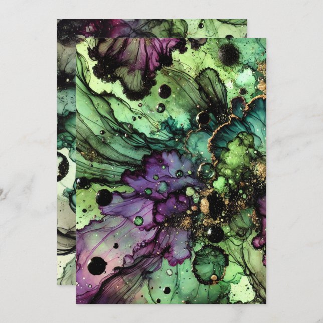 Convite Tinta de Álcool do Halloween de Bruxa Imprimível (Frente/Verso)