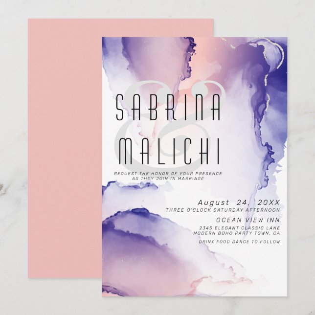 Convite Tinta de álcool mágica Rosa (Frente/Verso)