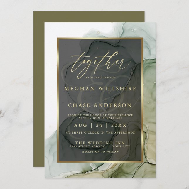 Convite Tinta de Álcool Moderna, Rico em Terra (Frente/Verso)