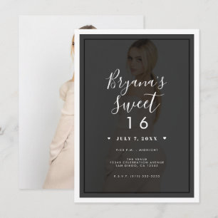 Convite Tinta de foto escura sobreposta borda moderna doce