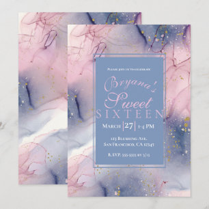 Convite Tinta Dourada Rosa Periwinkle Etérea Fantasia Swee