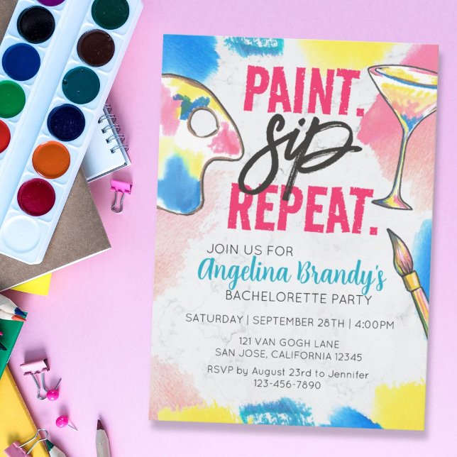 Convite Tinta e Sip Bachelorette - Marble (Criador carregado)