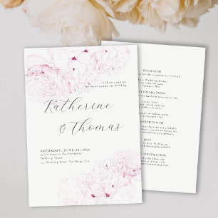 Convite Tinta Rosa Peony Wedding Elegante Formal Tudo em U
