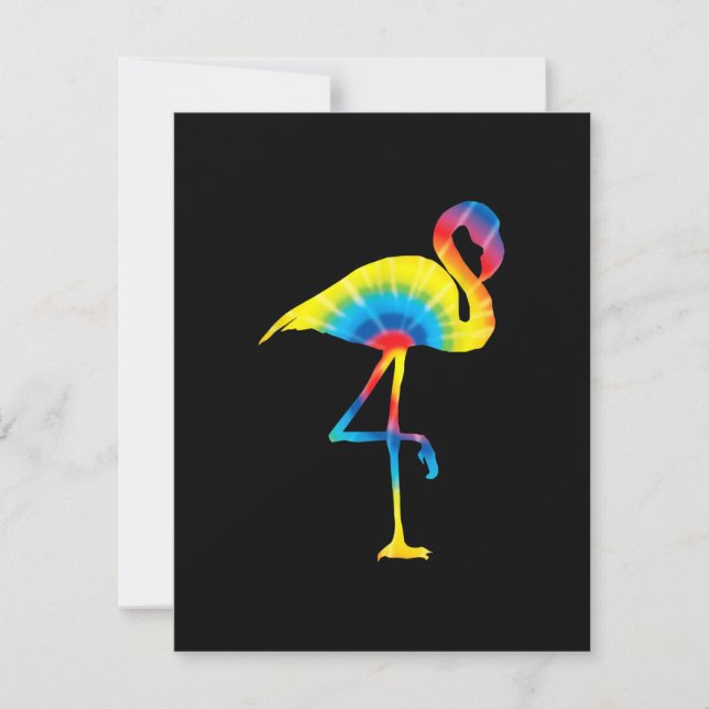 Convite Tinta Tie Dye Flamingo Arco-íris Estampa Pássaro A (Frente)