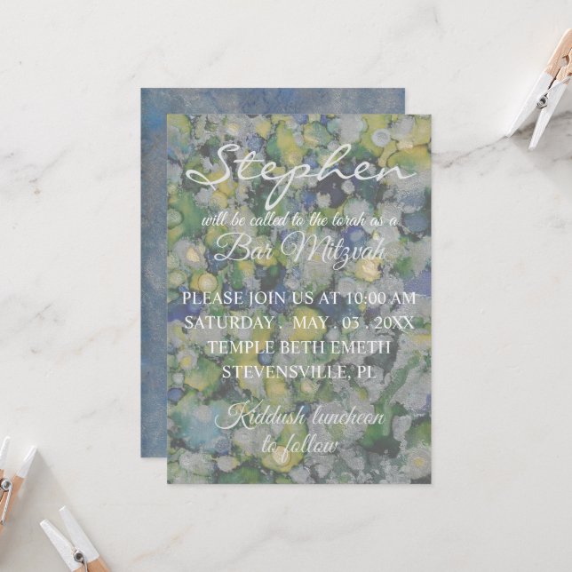 Convite Tintas Coloridas do bar Mitzvah (Frente/Verso In Situ)