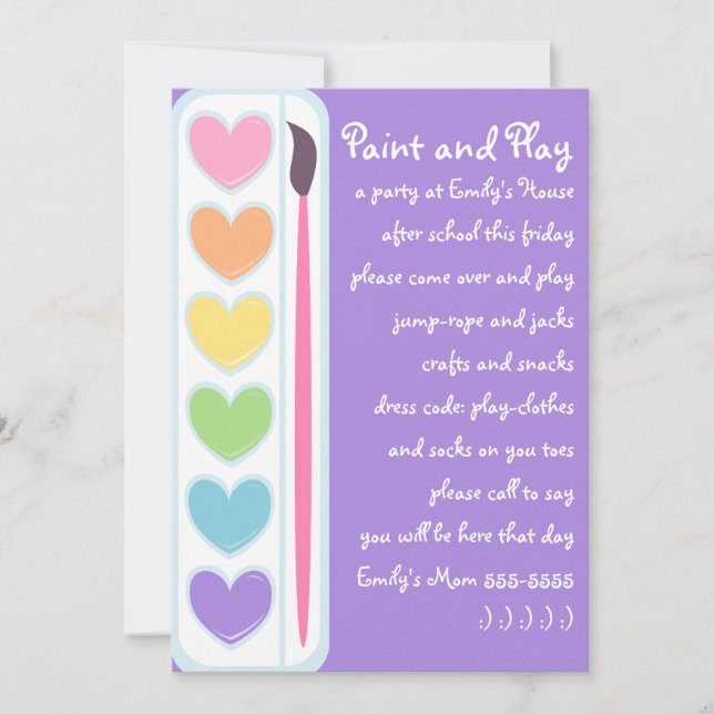 Convite Tintas e Pincéis de namorados (Frente)