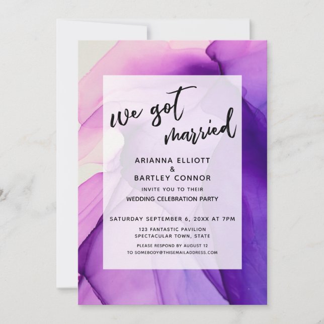 Convite Tintas Roxas Nós Nos Casamos Recepção-Only (Frente)