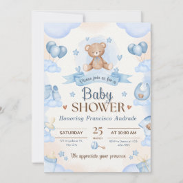 Convite Tiny Blessing Baby Shower Elegant Design
