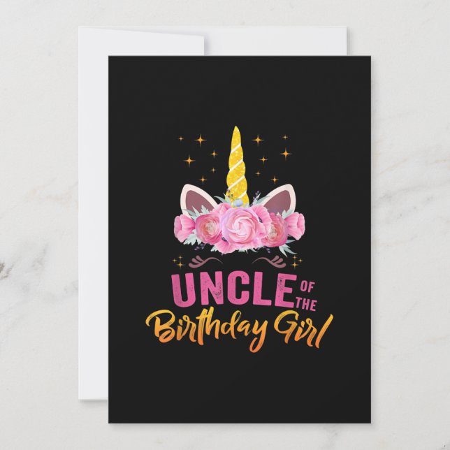 Convite Tio da Menina de Aniversário Presente Dabbing Unic (Frente)