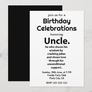 Convite Tio Inspirador Citação Engraçada Aniversário Tio